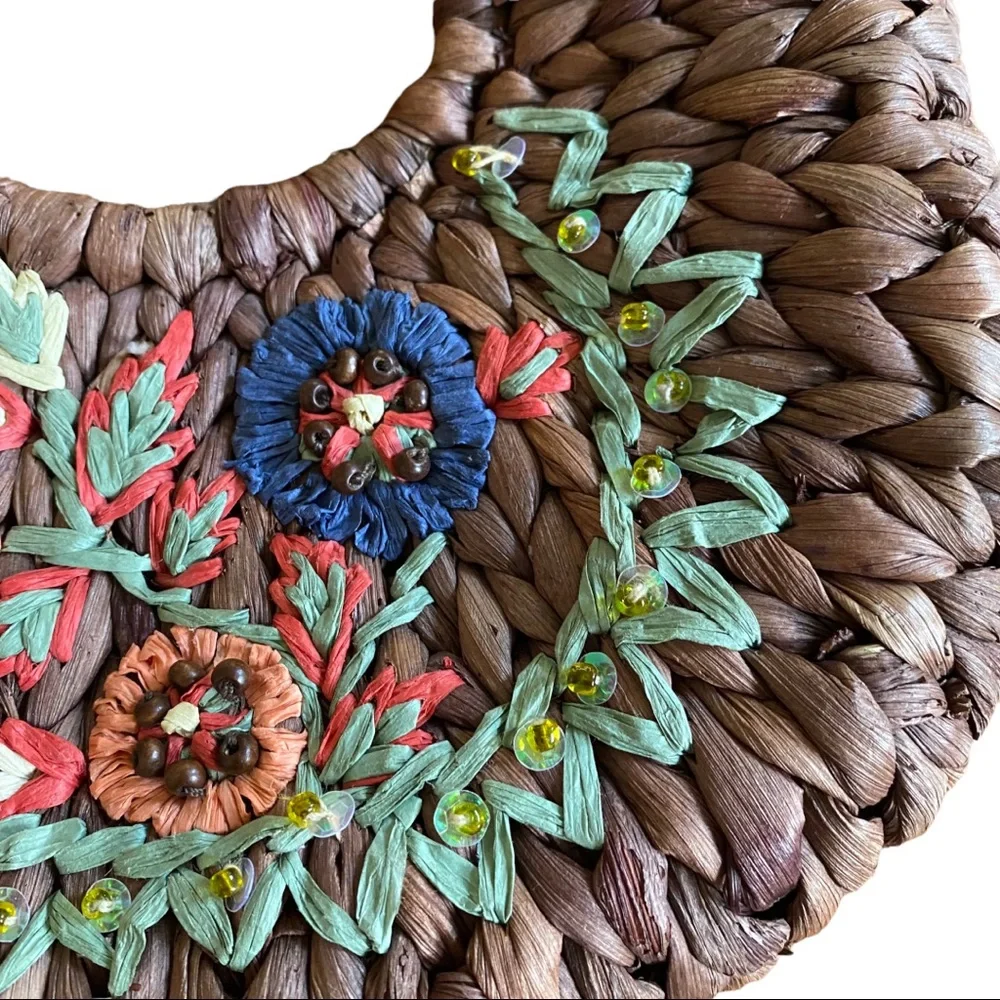 5 For $50🔥  Handwoven Floral Embroidered Small Bag/Purse - Brown - Picture 2 of 5